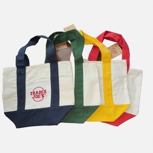 Set of 4 Limited Edition! Trader Joe’s Colorful Canvas Mini Tote Bags 2025 NWT